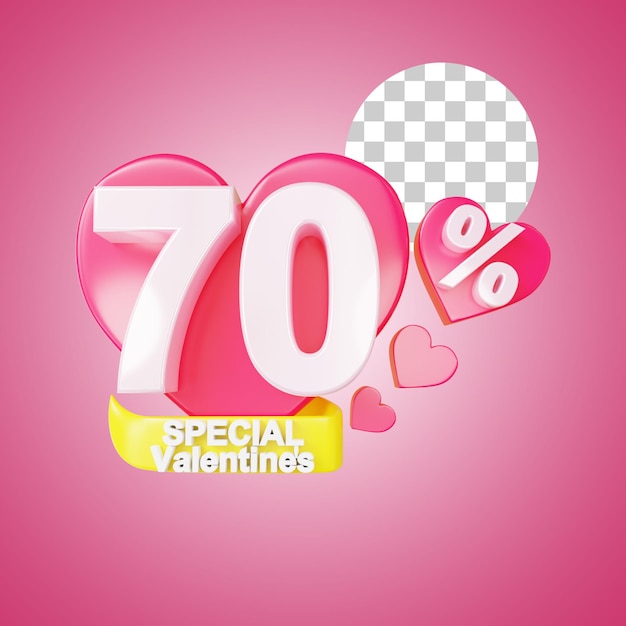 PSD valentine special discount 70 percentage 3d rendering