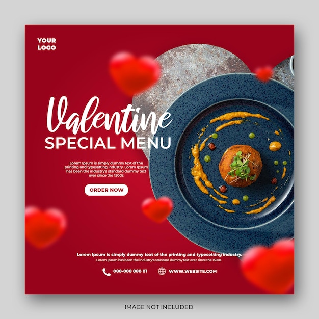 PSD valentine special fast food menu social media post template