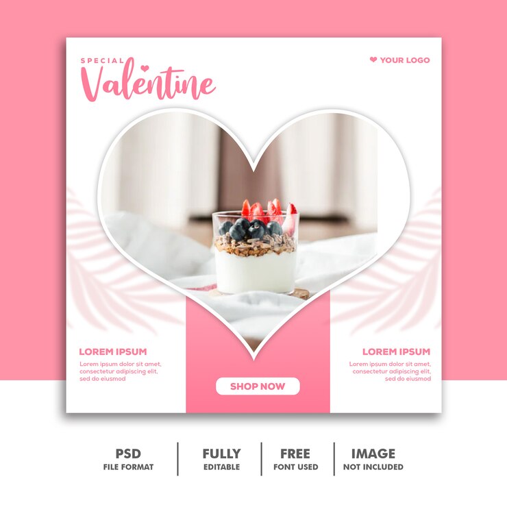 PSD valentine sprzedaż post dla mediów społecznościowych