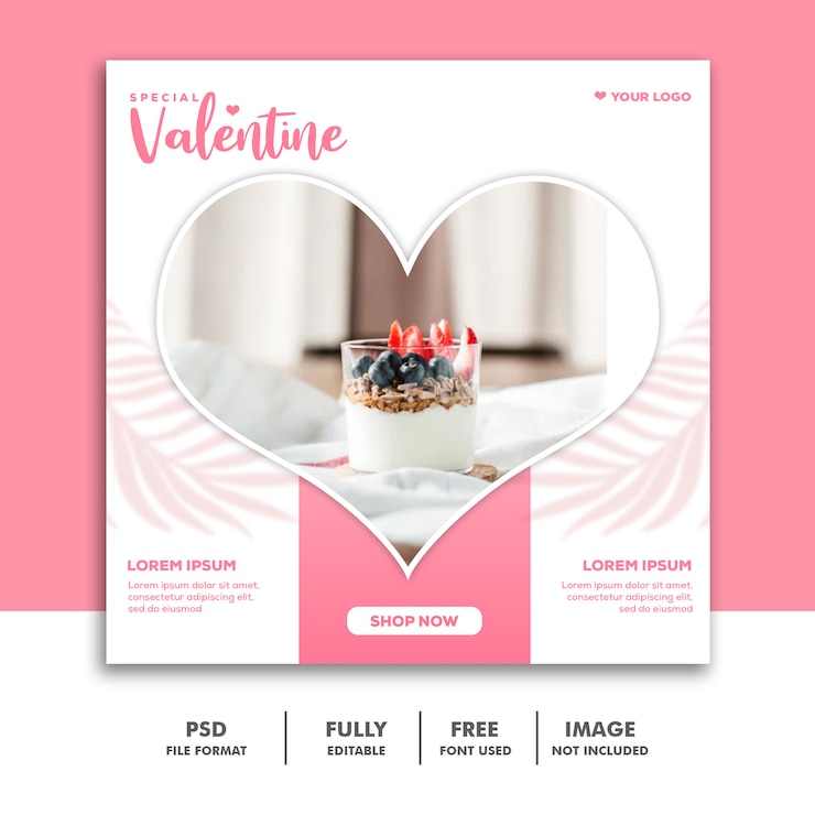PSD valentine-verkooppost voor sociale media