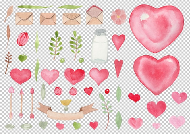 PSD clipart dell'acquerello di san valentino