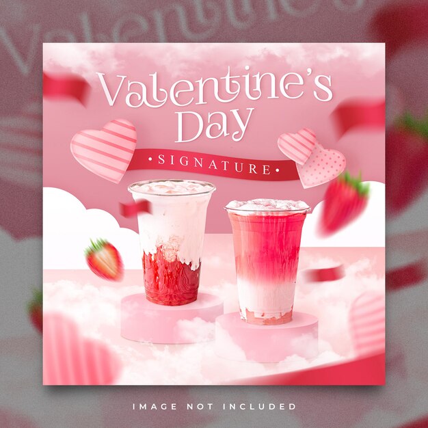 Valentine39s Day Drink Menu Social Media Banner Template