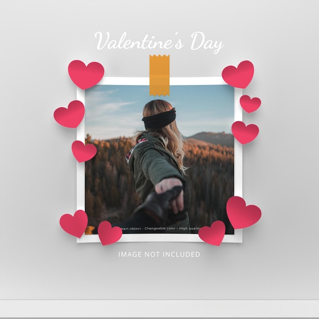 valentine39s day photo frame mockup or social media post