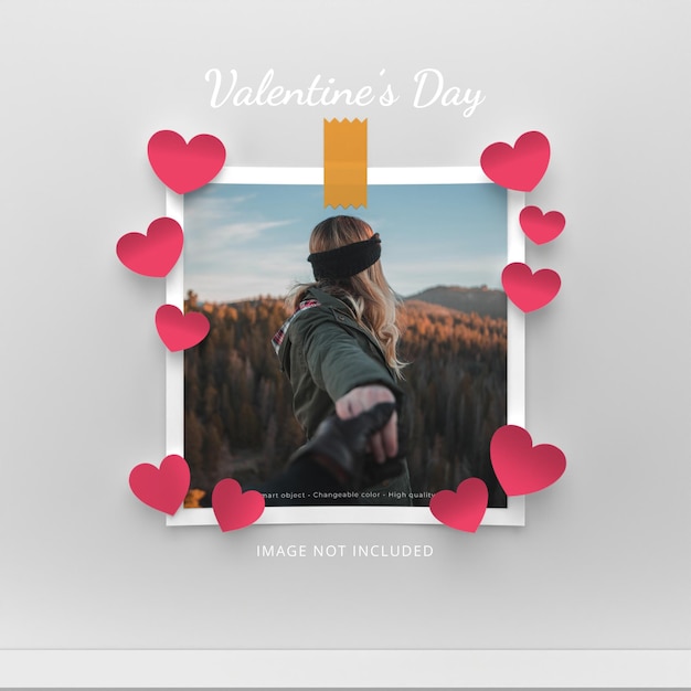 Valentine39s day photo frame mockup or social media post