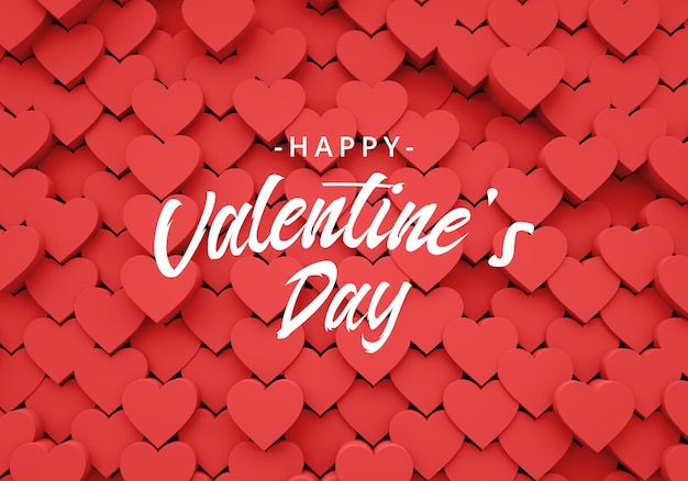 Valentines background with 3d hearts love