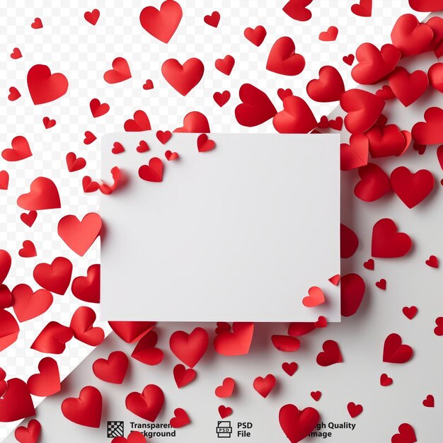 PSD valentines blank card on hearts isolated background