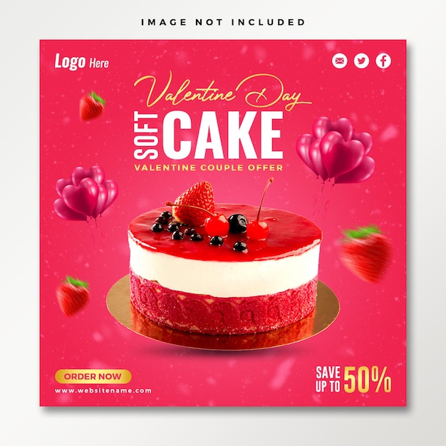 Valentines cake sale social media banner sjabloon