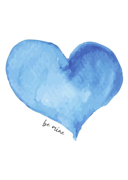 PSD valentines card blue watercolor heart