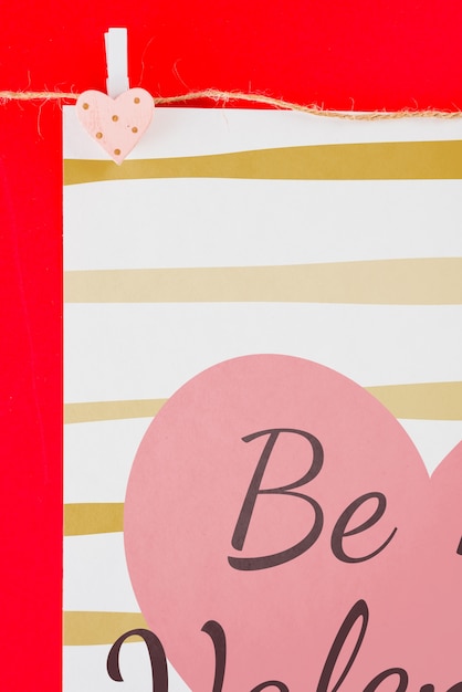 valentines card mockup on clothes line