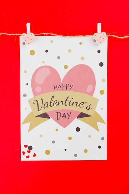 valentines card mockup on clothes line