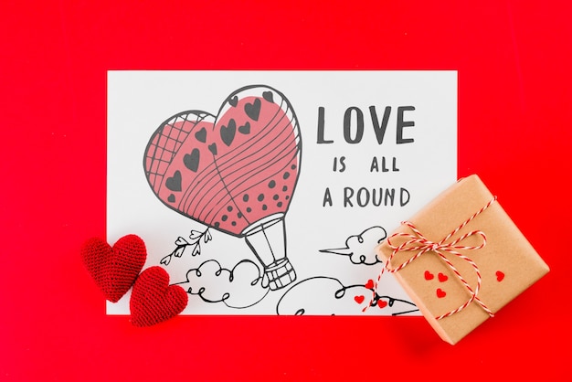 Valentines card mockup with presents