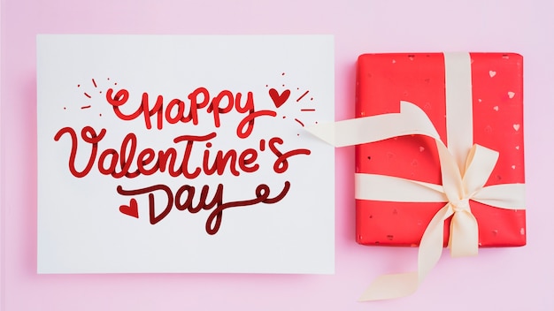 PSD valentines card mockup with presents