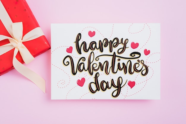 PSD valentines card mockup with presents