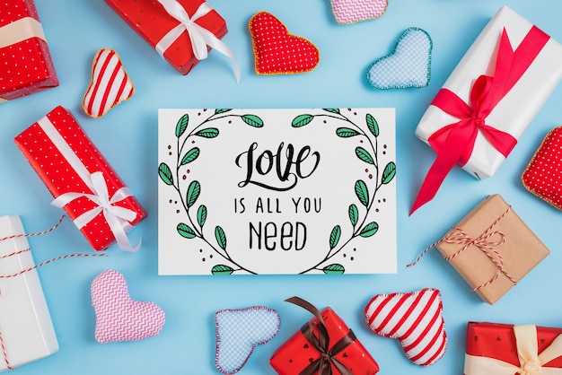 Mockup di carte di San Valentino con regali