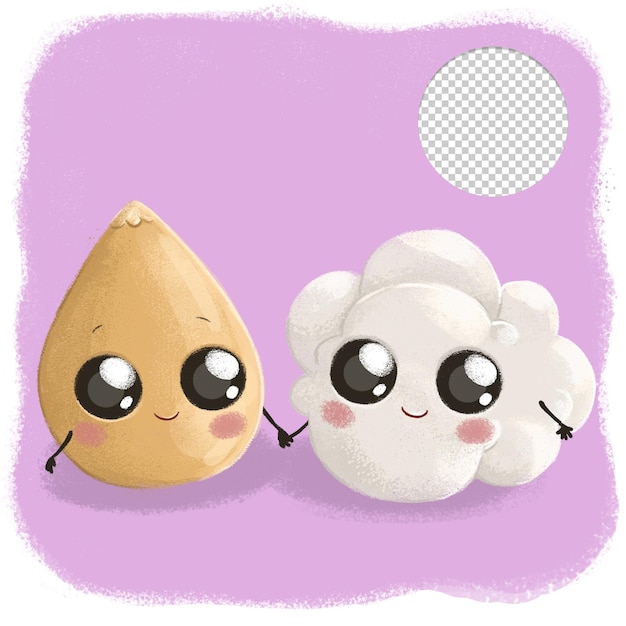 PSD valentines cute corn seed and pop corn on lilac background