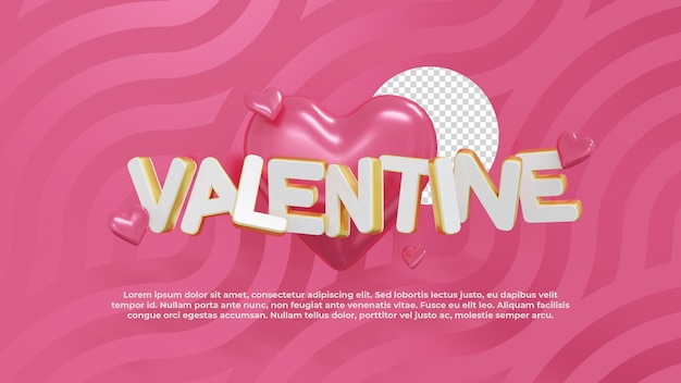 PSD valentines day 3d render text effect