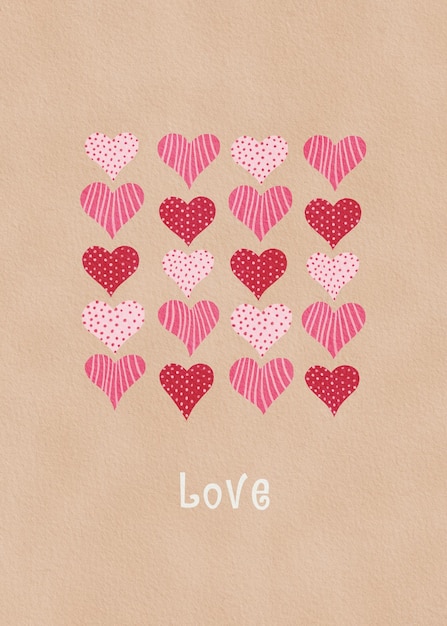 PSD valentines day aquarelle illustration set of hand painted watercolor hearts