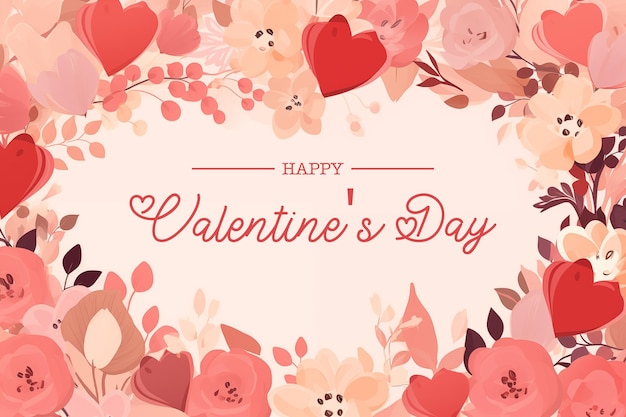 Valentines day background banner with floral elements