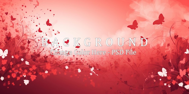 valentines day background with red hearts and butterflies