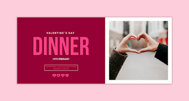 PSD valentines day banner mockup with image