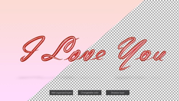 PSD i loveyouテキストモックアップとバレンタインデーのバナー