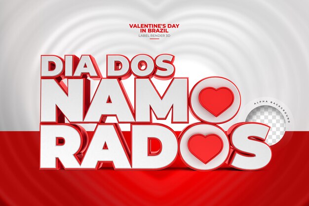 PSD valentines day in brazilian in 3d rendering