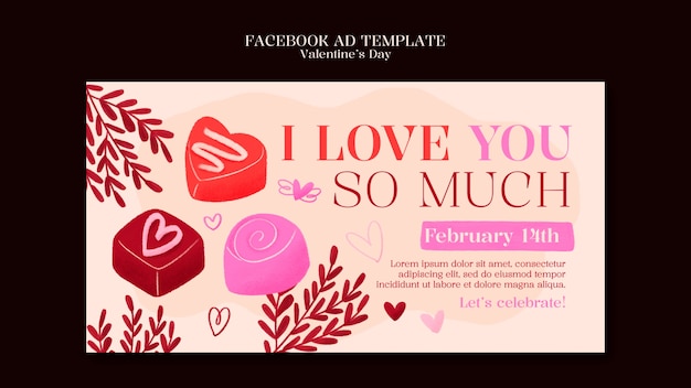 PSD template di facebook per la celebrazione del giorno di san valentino