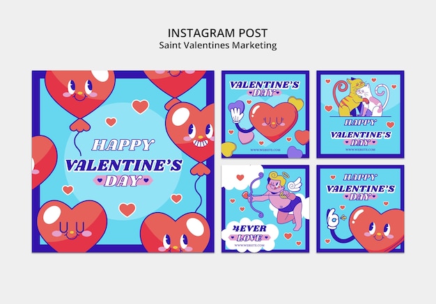 PSD valentines day celebration instagram posts collection