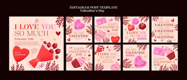 PSD post su instagram per la celebrazione della festa di san valentino