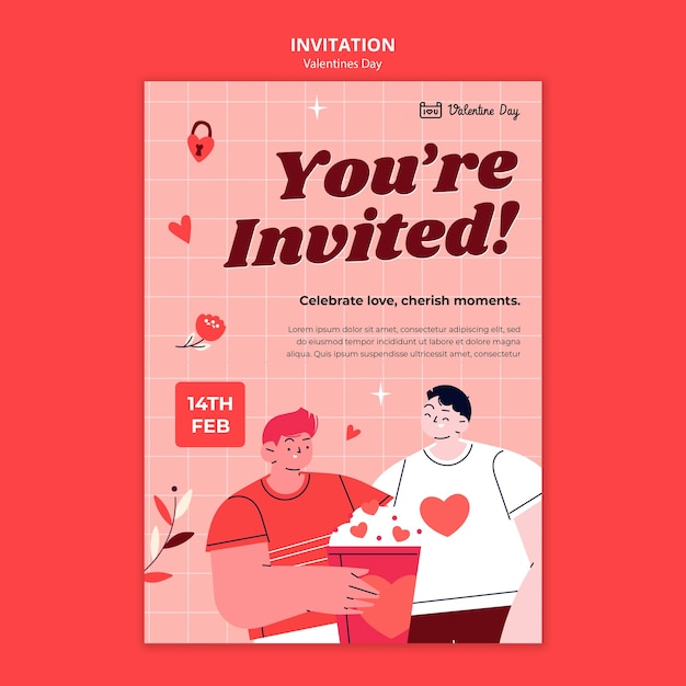 PSD valentines day celebration invitation template