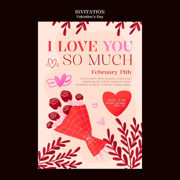 PSD valentines day celebration invitation template