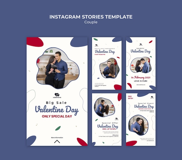 PSD storie di instagram di coppia di san valentino