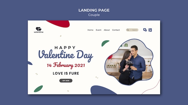 Valentines day couple landing page