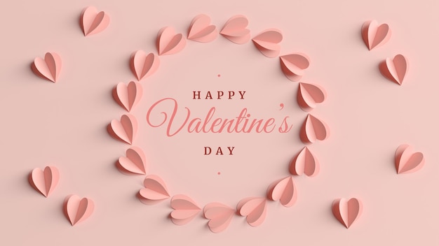 Valentines day elegant greeting card in 3d rendering