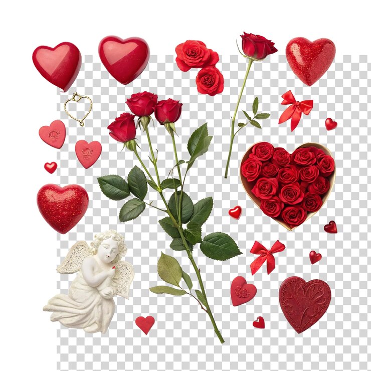 PSD valentines day element pack izolowany na przezroczystym tle