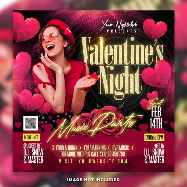 PSD valentines day event instagram post psd template