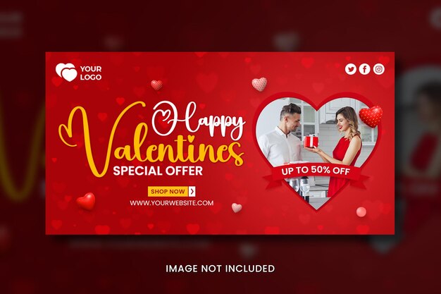 PSD template di annunci facebook per il giorno di san valentino.