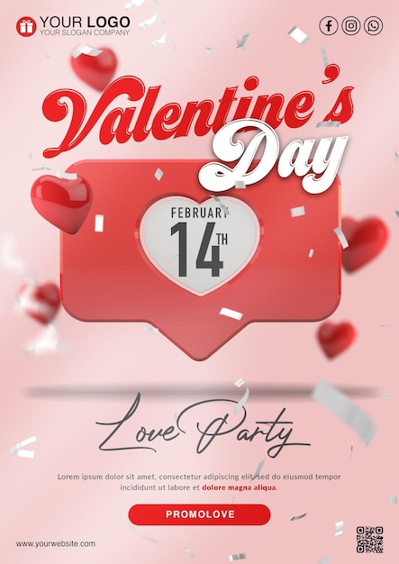 PSD valentines day flyer template