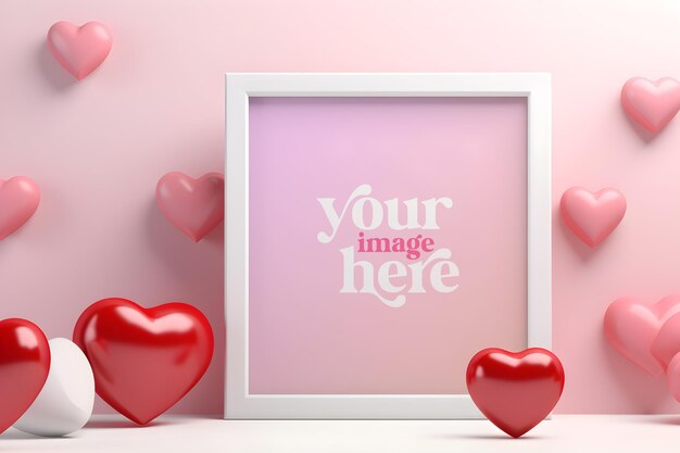 PSD valentines day or friendship day themed photo frame mockup