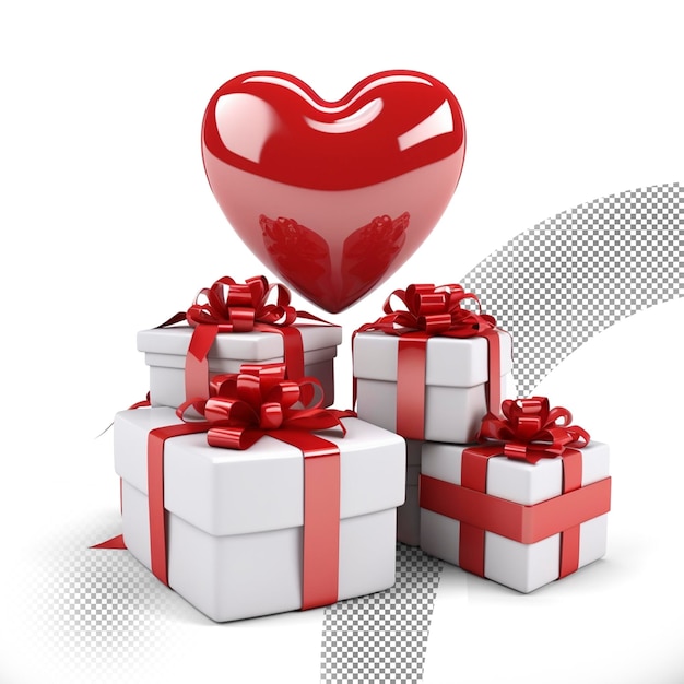 PSD valentines day gift box transparent background