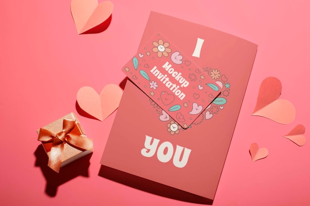 PSD valentines day gift card mockup