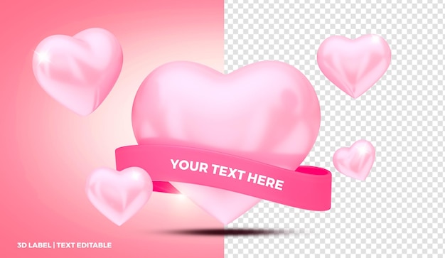 PSD valentines day heart concept 3d render