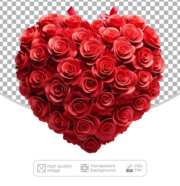 PSD valentines day heart from flowers on a transparent background png