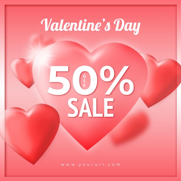 Valentines Day Holiday Square Banner Template Social Media Promotion Post Instagram Promotion Banner