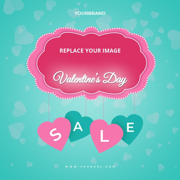 Modello di banner quadrato per le vacanze di san valentino promozione sui social media banner di promozione instagram post