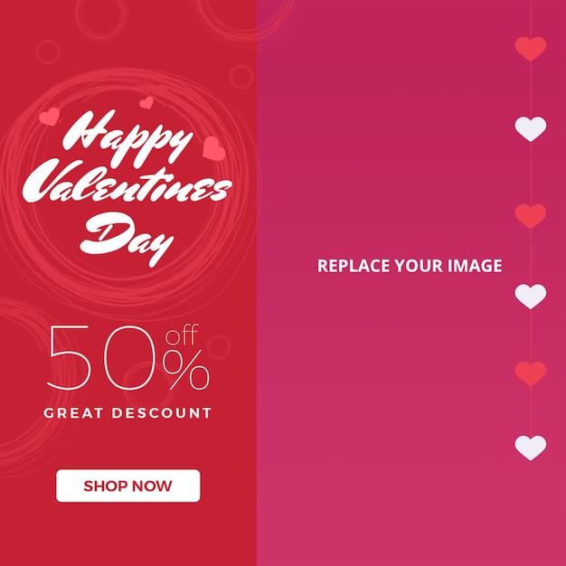 PSD valentines day holiday square banner template social media promotion post instagram promotion banner