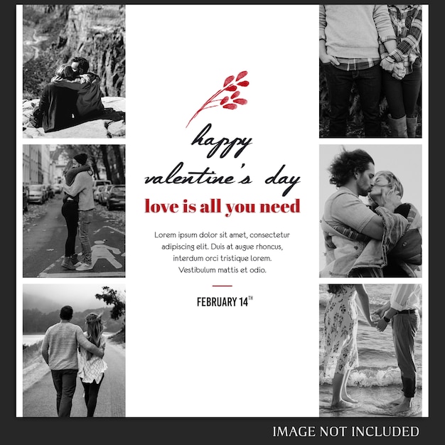PSD valentines day instagram post template and banner template