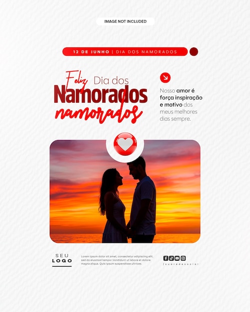 Valentines Day June 12 social media post editable template brazil