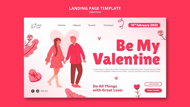 PSD 발렌타인 데이 방문 페이지 디자인 서식 파일
