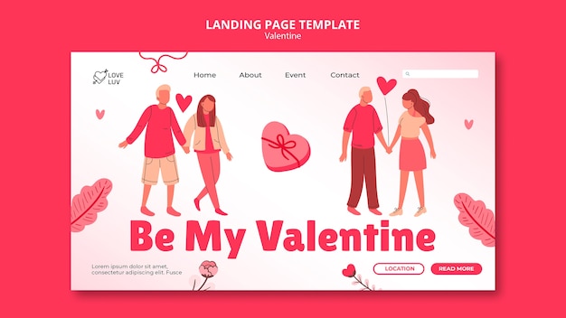 Valentines day landing page design template